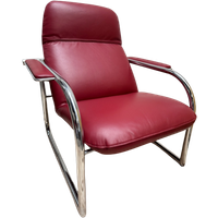 Vintage- Jaren '80 Fauteuil In Italiaans Rood Leer