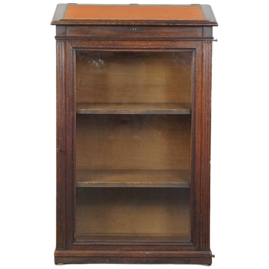Prachtige Antieke Presenteer Kast/ Katheder/ Vitrine Kast Gemaakt Van Eikenhout Met Glazen Deur 1