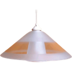 Massive Hanglamp, Dubbele Glazen Kap, Geruwd Melkglas thumbnail 1