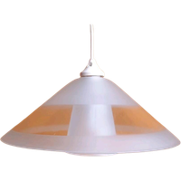 Massive Hanglamp, Dubbele Glazen Kap, Geruwd Melkglas