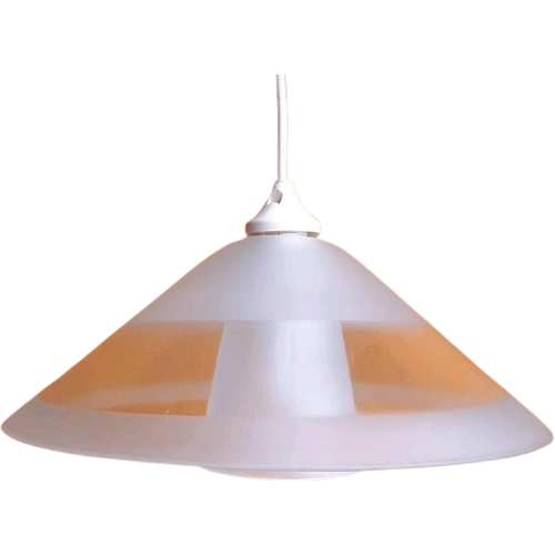 Massive Hanglamp, Dubbele Glazen Kap, Geruwd Melkglas