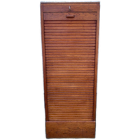 Eiken Rolluik Archiefkast Met Originele Schuifbakken, 113 Cm Hoog