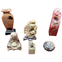 Set Van 6 Miniaturen Gemaakt Van Natuurlijke Steen