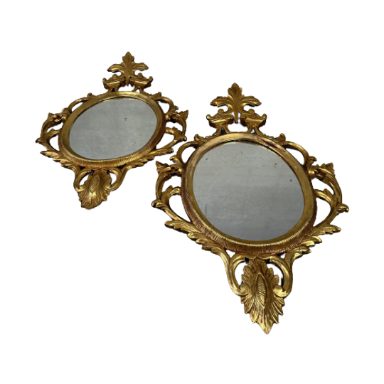 2x Antieke Spiegels – Hout En Bladgoud 1
