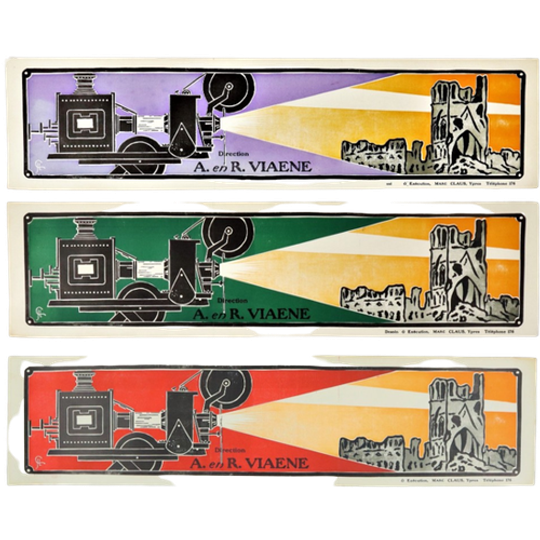 Oude Reclame Film Posters Ieper Lakenhallen Ruïnes Woi Marc Claus 73x18cm 1