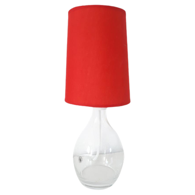 Retro Lamp Glazen Voet Met Oranje Kap Schemerlampje