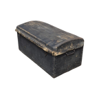 Antieke Koffer Hout Met Oud Linnen Bekleed thumbnail 1