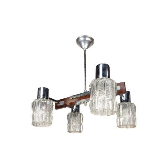 Vintage Hanglamp Chroom & Hout 1