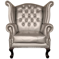 King Classic Chesterfield Fauteuil – Zilver, Leer