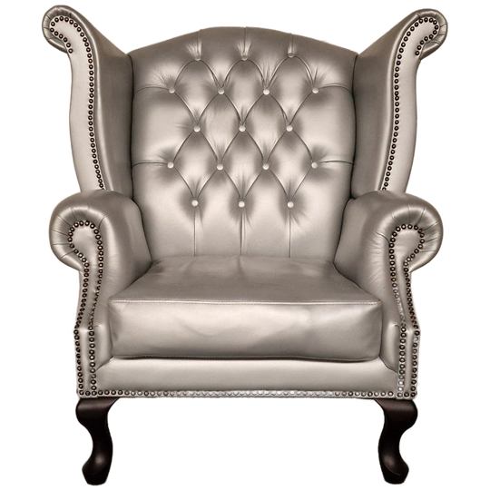 King Classic Chesterfield Fauteuil – Zilver, Leer 1
