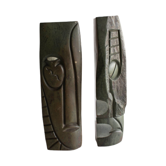 Set Of 2 African Sculptures By Rangisse 1