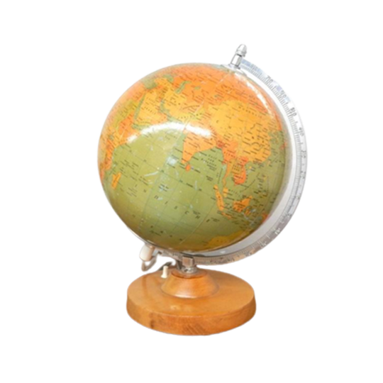 Retro Vintage Wereldbol Globe Lamp Tafellamp Klein Glas 1977 1