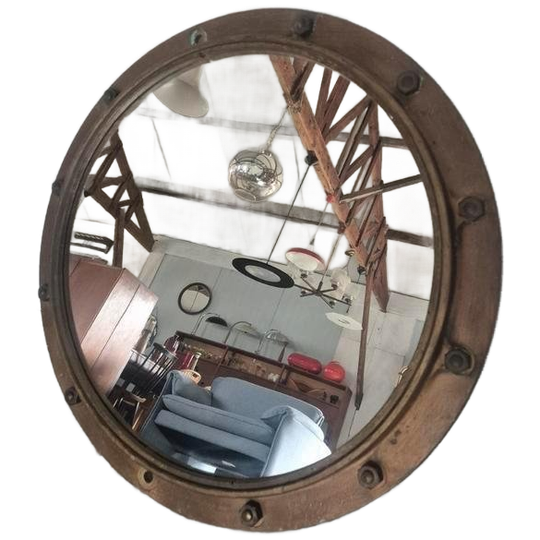 Zware Brons Of Messing Patrijspoort Spiegel 60 Cm 1