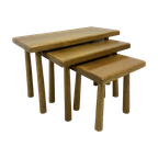 Set Of Nesting Tables Solid Oak Wood Brutalist , 1970S thumbnail 1