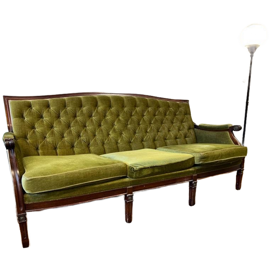 Vintage Mosgroene Zetel / Chesterfield / Canapé 1