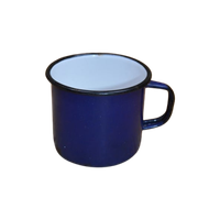 Emaille Beker Blauw/Zwart