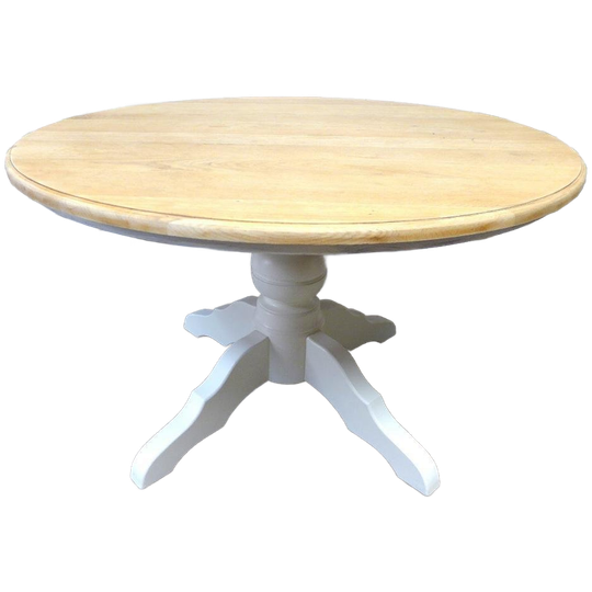 Prachtige Witte Landelijke Ronde Eiken Eettafel 120 Cm 1