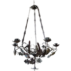 Antieke Kaarsen Oogstlamp Kerklamp Kaarsenkroon Met Druiven En Koornaren Messing Frans thumbnail 1