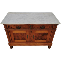 Vintage Frans Dressoir Commode, Ladekast Badkamermeubel Met Marmer Blad 912