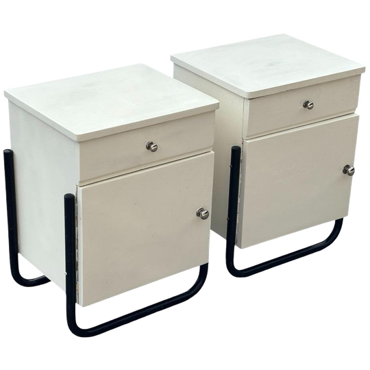 Vintage Nachtkastjes Set Van 2 Bauhaus-stijl Jaren 50 Design 1