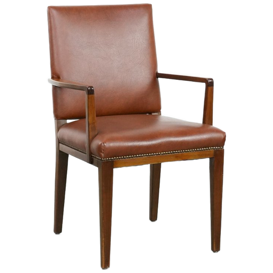 Mooie Vintage Scandinavische Houten En Rundleren Bijzet / Bureau / Stoel Uit De Jaren ´60/ 70 1