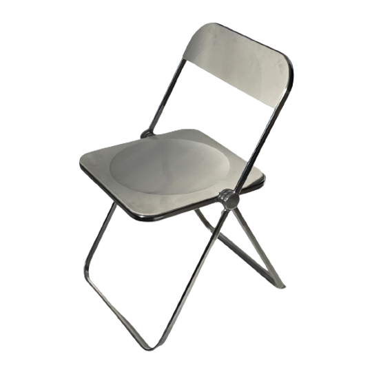Giancarlo Piretti - Plia Lucite Folding Chair By Castelli - White Seat / Chrome Frame 1