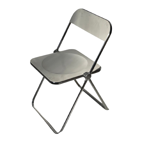 Giancarlo Piretti - Plia Lucite Folding Chair By Castelli - White Seat / Chrome Frame