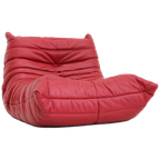 Togo Armchair Red Leather By Michel Ducaroy For Ligne Roset thumbnail 1