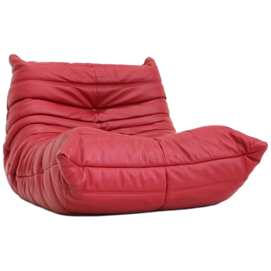 Togo Armchair Red Leather By Michel Ducaroy For Ligne Roset 1