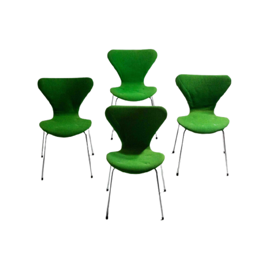 Mid-century Set Van 4 Diep Groene Fritz Hansen Vlinderstoelen 1