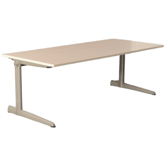 Ahrend 500 Bureau, Eiken Blad, 180 X 80 Cm, Donker Aluminium Hoogte Instelbaar Onderstel 1