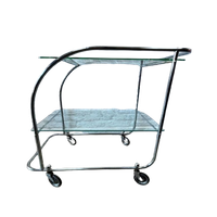 Vintage Barcart, Serveerwagen Art Deco Bauhaus Chroom Glas