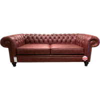 Showroommodel Burnley 3,5 Zit Chesterfield Oxblood Rood Vintage Leder