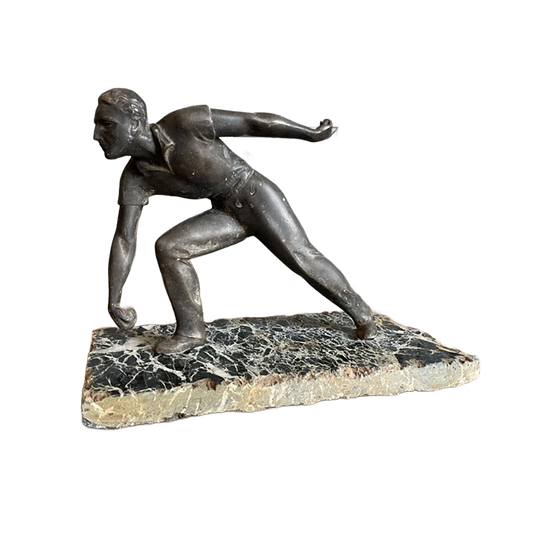 Bronzen Beeld Petanque Speler Art Deco 1930 Frans 1