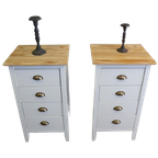 Mooi Set Van 2 Grote Witte Landelijke Lade Nachtkastjes thumbnail 1