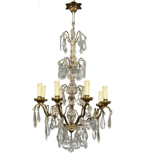 Antieke Kristallen Kroonluchter Met Hoogte 110 Cm. 1