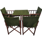 Unieke En Zeldzame Jaren 50 Green Brothers 'foldable' Regisseursstoelen Bridge Tafelset thumbnail 1