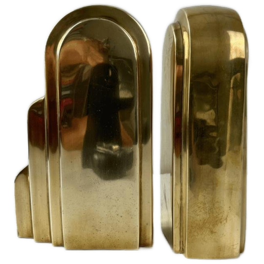 2x Messing Vintage Boekensteunen Messing Art Deco 1