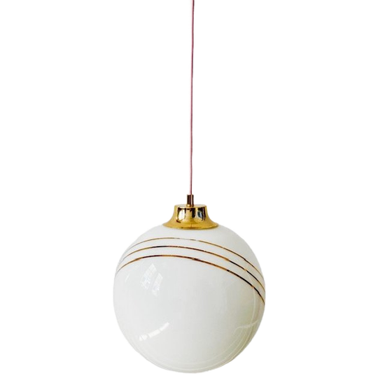 Vintage Regency Bollamp Glas Wit Goud 1