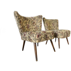 Set Van 2 Vintage Gebloemde Cocktailstoelen / Fauteuils thumbnail 1