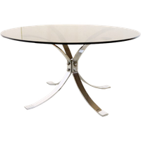 Vintage Chromen Salontafel Met Rookglazen Blad 'ostrau'