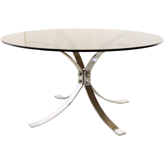 Vintage Chromen Salontafel Met Rookglazen Blad 'ostrau' 1