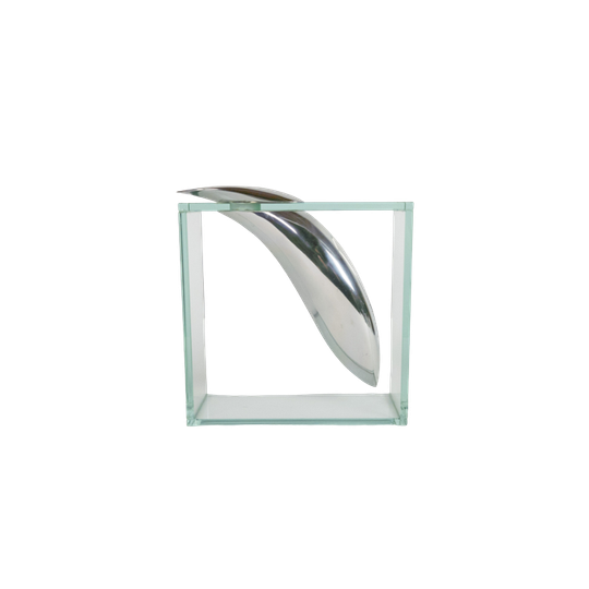Lisa Mori Voor Inn - Modernist - Glas - Kristal - Aluminium - Vaas - 90's 1