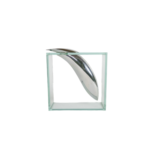 Lisa Mori Voor Inn - Modernist - Glas - Kristal - Aluminium - Vaas - 90'S
