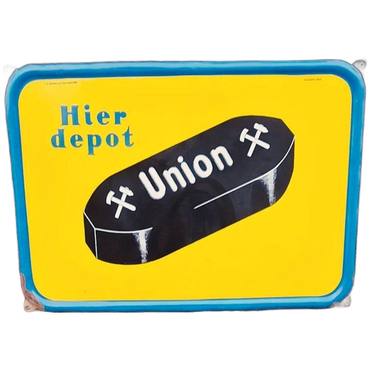Emaille Reclamebordbord Van Union Bruinkool Briketten🔥 1