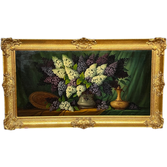 Gesigneerd Schilderij "stilleven Met Seringen". 1
