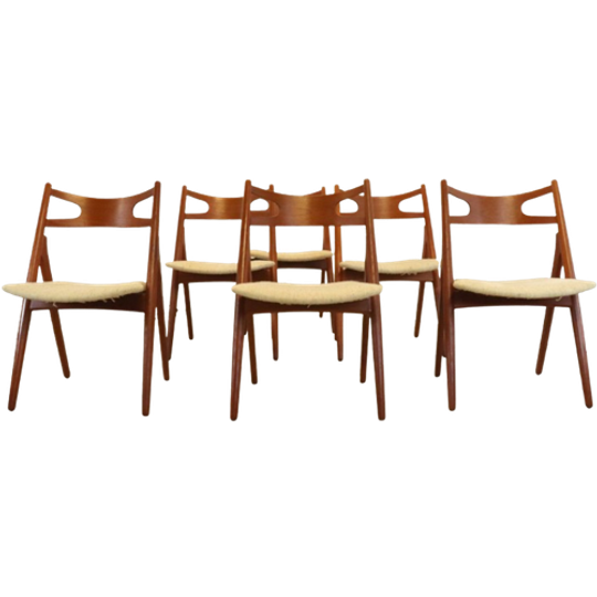 Set Van 6 Hans Wegner Voor Carl Hansen Ch29 Stoelen Vintage 1