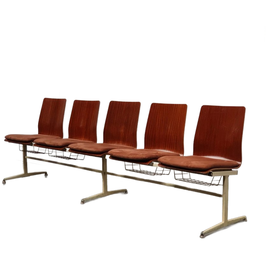 Teak Plywood Vintage Industrieel Retro Kerkbank 60s Design Industrieel Retro 1