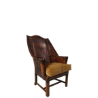 Antieke Leren Armstoel, Engeland Circa 1800 thumbnail 1