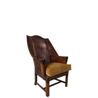 Antieke Leren Armstoel, Engeland Circa 1800